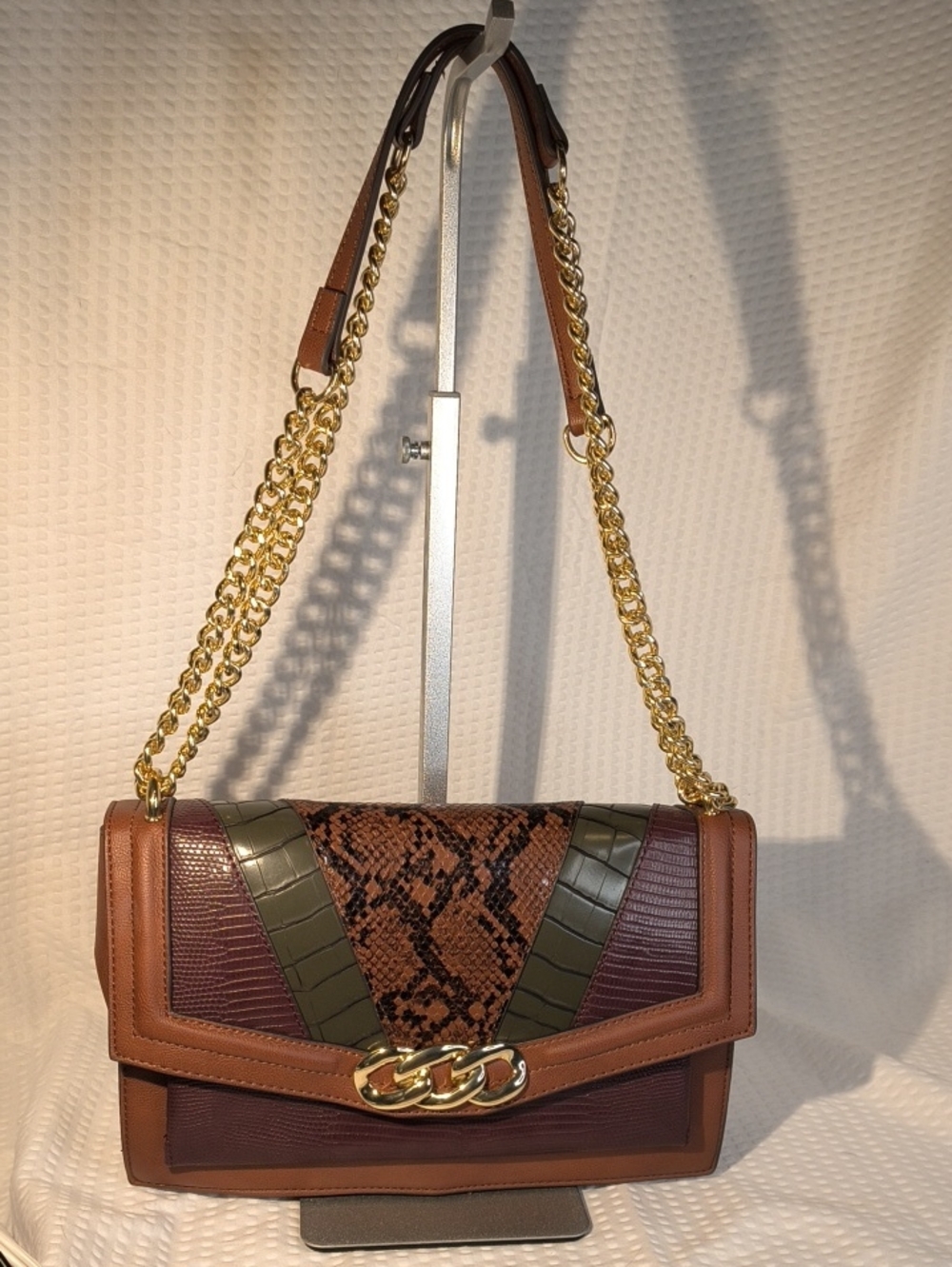 INC Women's Mixed-Media Chain Shoulder Bag